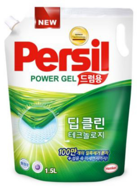 퍼실 딥클린 플러스 파워젤 액상세제 드럼용 리필, 1.5L, 2개