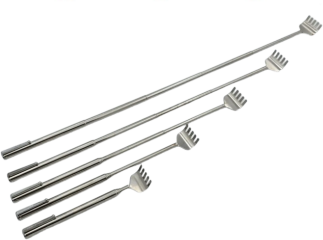 밝은리빙 5단 접이식 휴대용 스테인리스 효자손, 은색, 1개