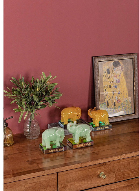 옥빛 코끼리 장식2p set 2 color행운 풍수인테리어 장식소품 개업선물 집들이선물, 그린(1066-7)