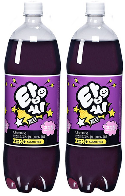 탑씨 제로 포도향 탄산음료, 1.5L, 12개