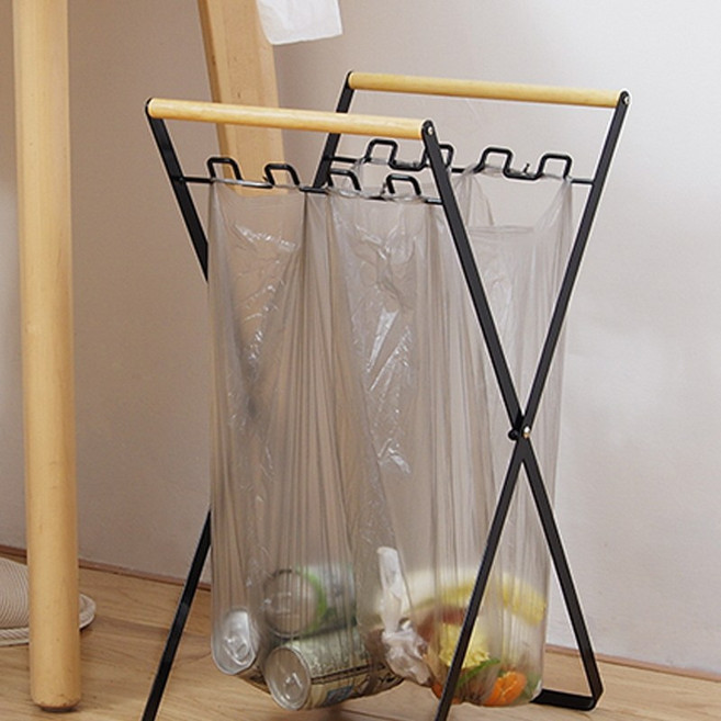 쓰레기봉투 거치대 걸이 감성 라이트우드, 쓰레기봉투걸이대-화이트, 1개