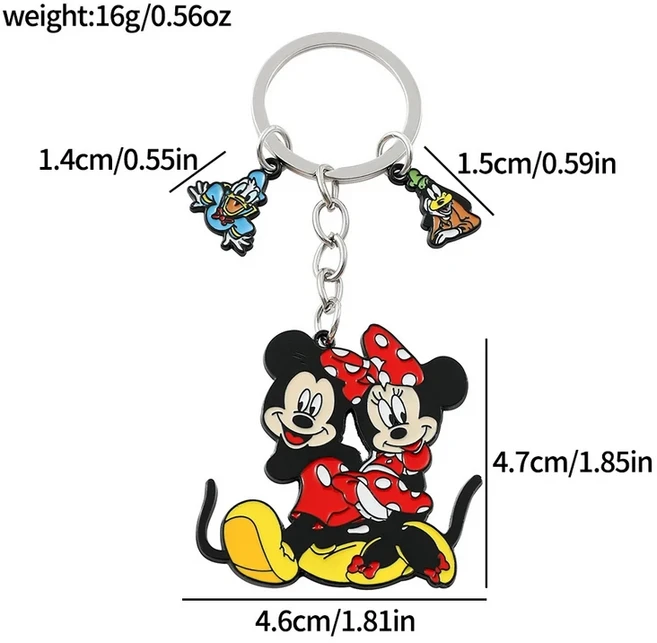 올스토어 귀여운 미니 마우스 하트 펜던트 키체인 러브 발렌타인 데이 선물 여행 배낭 액세서리, 06 Minnie Keychain