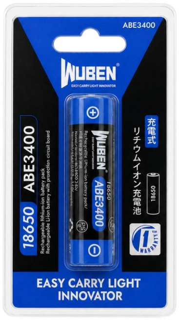WUBEN ABE3400 可充電鋰電池, 黑色, 1個