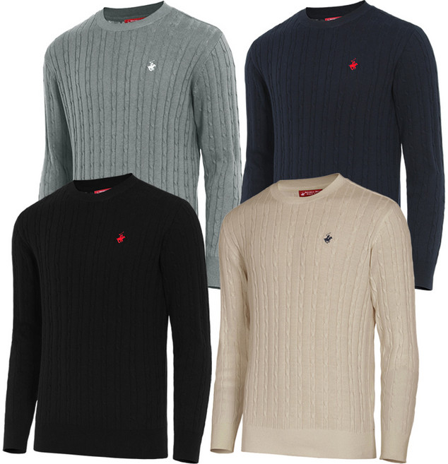 비버리힐즈폴로클럽 라운드넥 소프트 긴팔 니트 면100% 스웨터 티셔츠 EPN7T81