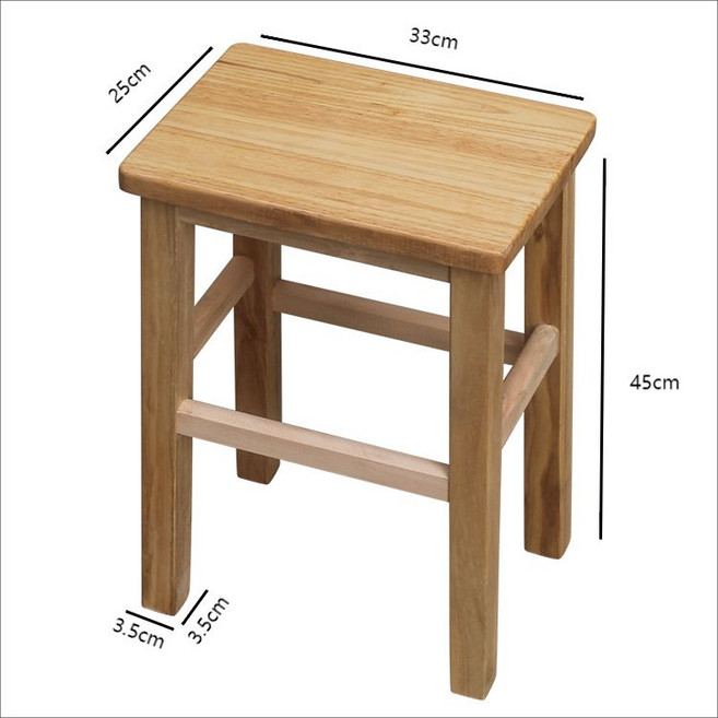 업소 가정 원형 거실 원목 스툴 나무 인테리어 사각의자 33X25X30 다용도, 스퀘어벤치 45cm, 1개