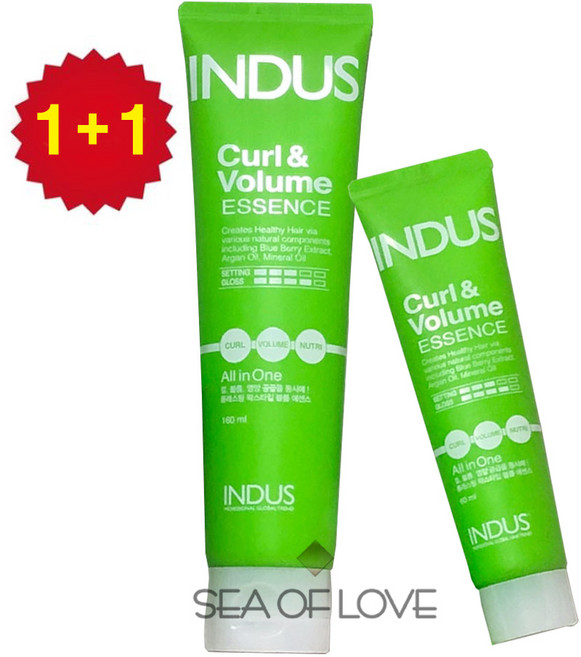 씨오브럽 1+1 인더스 올인원 컬 앤 볼륨 에센스 160ml+60ml 사과향 미용실 헤어 컬링에센스 파마 히피펌 남자 웨이브 컬크림, 220ml, 1개