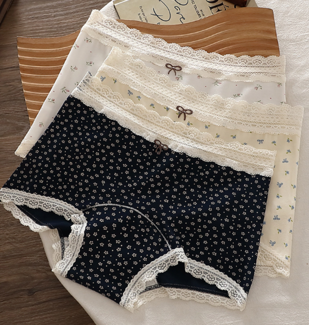 여성용 면 복서 팬티 미드라이즈 신축성 좋음 통기성 좋음 편안함 3개