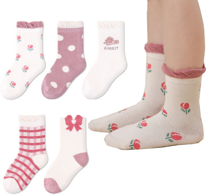 아동 키즈 중목양말 5족세트(1490)