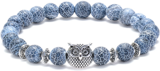 XXMZ 부엉이 장식 재물운 성공운 천연 풍화 마노석 팔찌