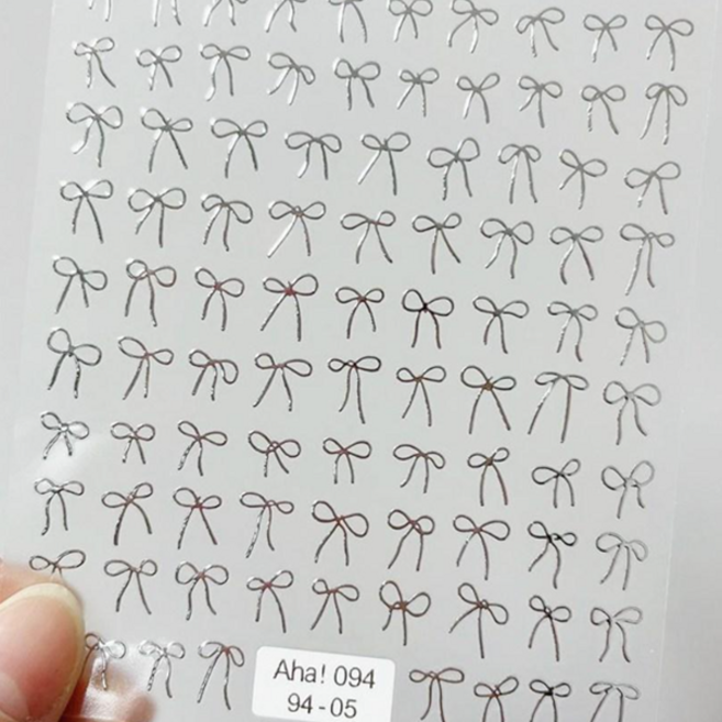 얇은 라인 리본 네일스티커 6종 KJ 레드 핑크 실버, 05.실버, 1개