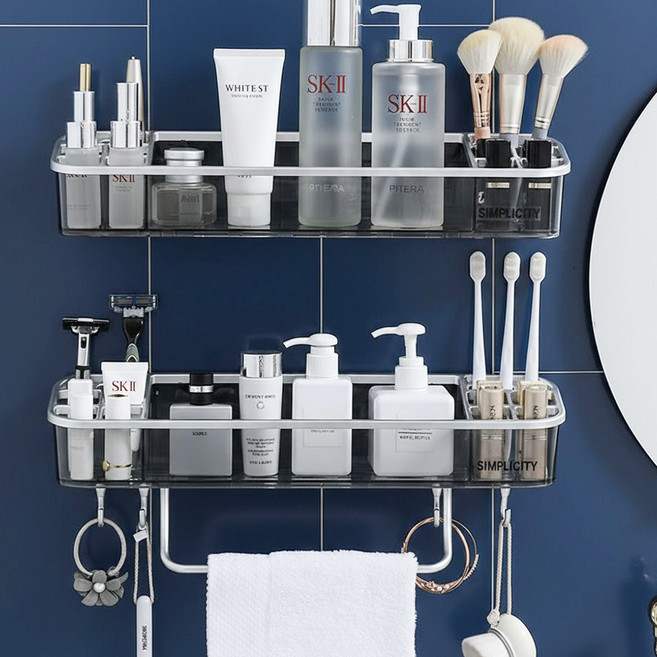 욕실 화장실 샤워실 선반, 1개, 투명그레이