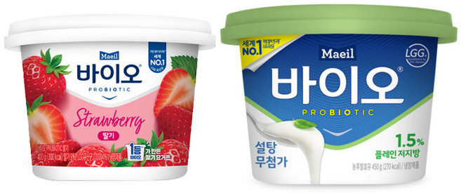 매일바이오 프로바이오틱 딸기요거트400g 1개＋매일바이오 플레인저지방450g 1개/냉장무배