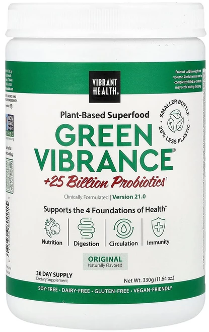바이브랜트헬스 Green Vibrance +250억 프로바이오틱스 버전 19.1 337.8g(11.92oz), 1개, 337.8g - 쿠팡