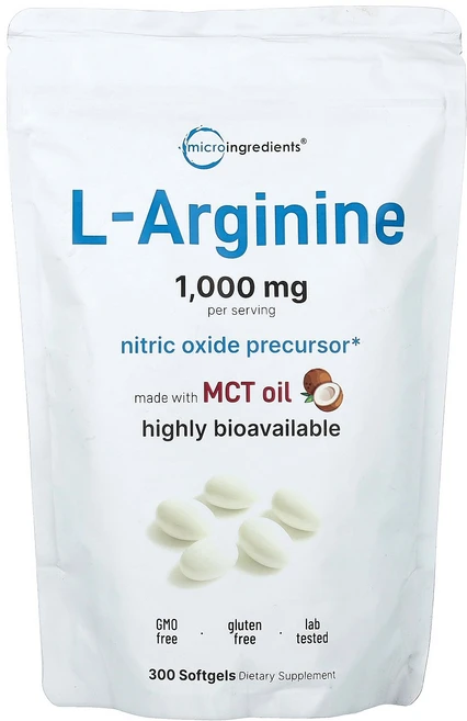 Micro Ingredients L-Arginine 300 Softgels (250 mg per Softgel), Micro Ingredients, L-Arginine,, 1개 - 쿠팡