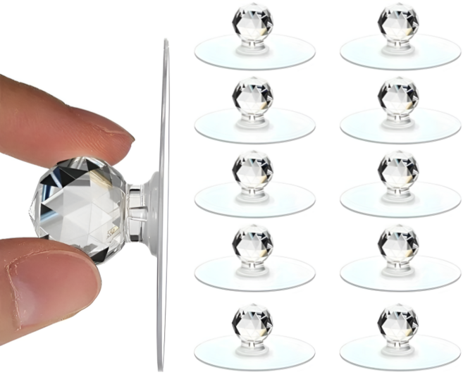 투명 무타공 크리스탈 손잡이 흡착식 후크 10P 세트, 1세트, 클리어