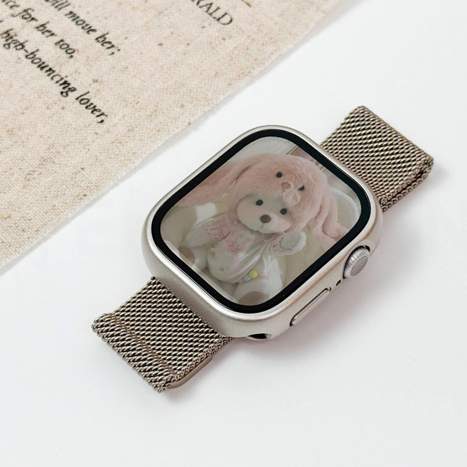 엔터콘 애플워치 방수 풀커버 강화 유리 필름 케이스 올라운드 11 10 9 8 울트라 3, 9/8/7세대 45mm, 스타라이트, 1개, 스타라이트