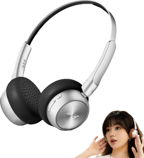 SMABAT 휴대용 블루투스 헤드셋 레트로 헤드셋 유무선 겸용 핸드폰 헤드셋 노이즈캔슬링 블루투스 5.4, 10229, 블랙