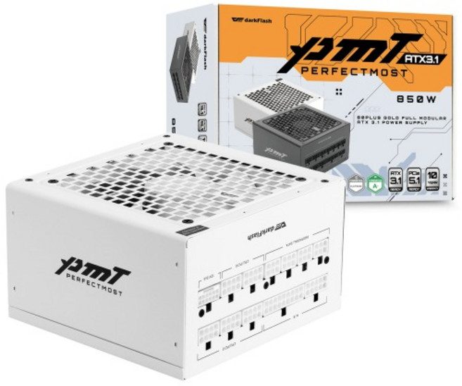 다크플래쉬 퍼펙트모스트 80PLUS골드 풀모듈러 ATX3.1, 1개, 화이트, 850W