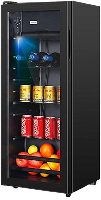 BC-198 198L 強化玻璃門板 7段溫控 110V 電壓 直冷式 家用冰箱, 138L黑色冷藏冰箱【冷藏+微冷冻+氛围灯】