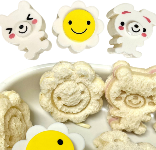 샌드위치 3종세트 미니 샌드위치커터 쿠키커터 소풍 도시락꾸미기 BPA FREE, 화이트, 1개