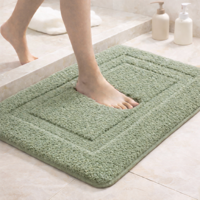 핫쏘잇 물기순삭 두툼한 극세사 호텔 발매트, 말차그린