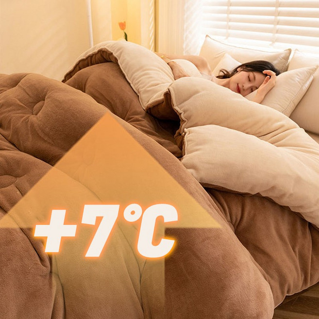 네루양품 두꺼운 겨울이불 우유양털 극세사 양면 따뜻한 폭신한 이불 통째 고급 솜 충전