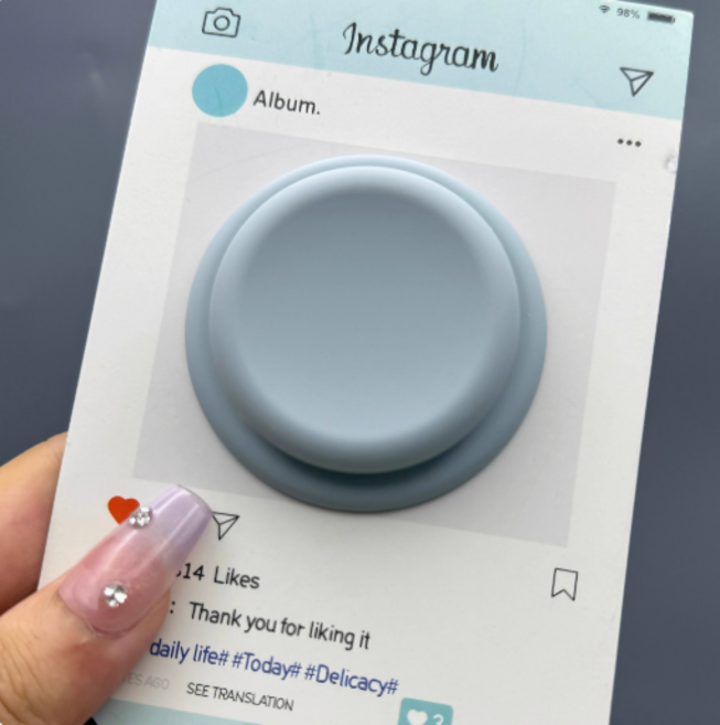 SUKI 자력강화 투명 하트 맥세이프 호환 그립톡, 블루