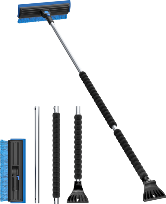 Helloleiboo 길이 조절이 가능한 다기능 자동차 창문 눈삽 자동차 눈 송풍기 자동차 눈 빗자루 눈 송풍기 가정용 눈 삽, 1개