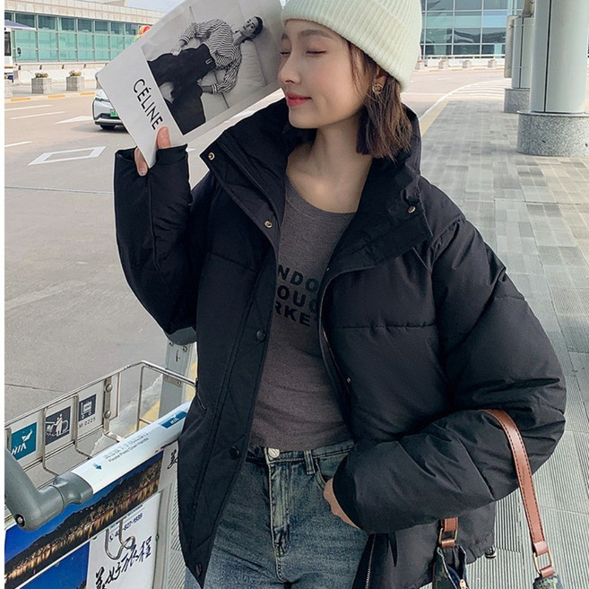 HIHAHA 여성 패딩 점퍼 겨울 숏 하이넥