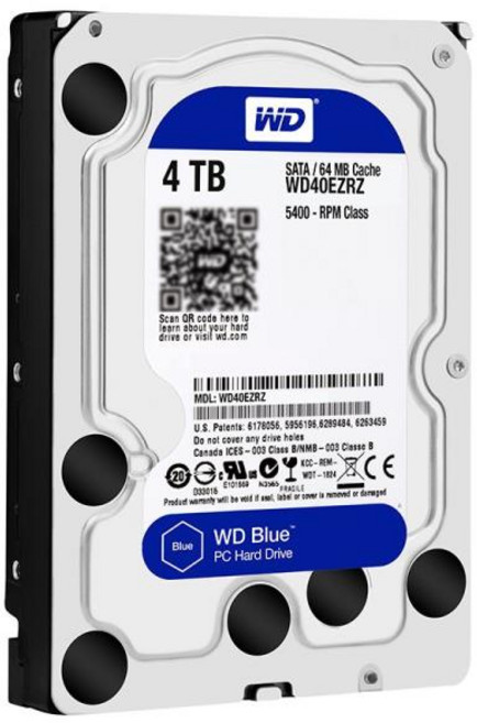 데스크탑 컴퓨터용 내장 하드 드라이브 Wd 블루 4TB 인치 5400rpm SATA III HDD, [01] TB 1, 1개