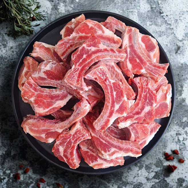 스위프트 수입산 돼지고기 돼지 등갈비 구이용 로인립 바베큐, 1kg, 3개