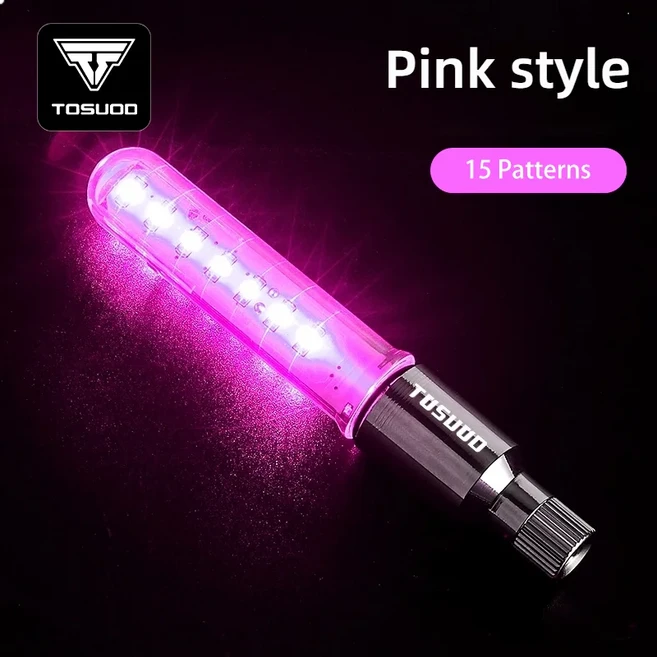 컬러 휠 밸브 라이트 오토바이 자전거 타이어 캡 커버, 2. Pink 15 patterns, 1개