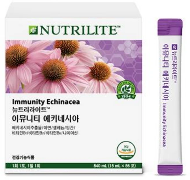 암웨이 뉴트리라이트 이뮤니티 에키네시아 56포 면역케어 아연 망간 비타민 건강기능식품, 1, 15ml - 쿠팡