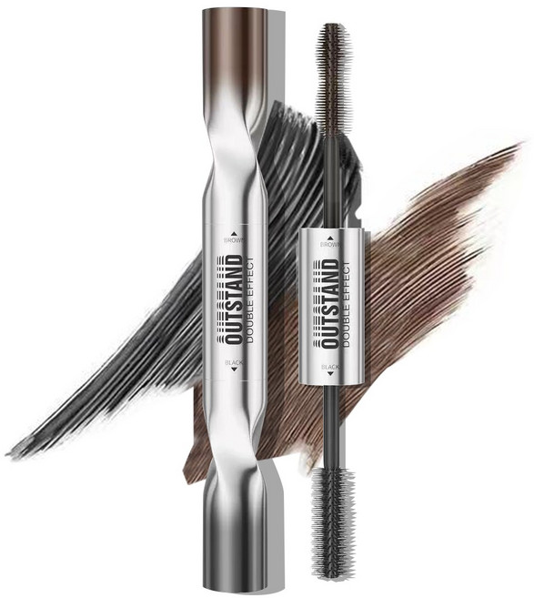 롱앤컬 듀얼 컬러 마스카라 - 자연스러운 볼륨과 길이 강화, 1개, 블랙 + 브라운