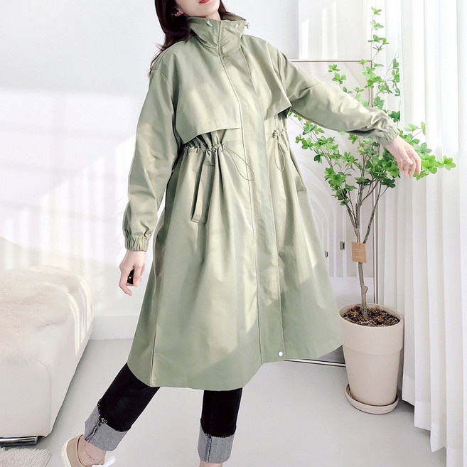 103st 하이넥 롱 야상 점퍼 스트링 사파리/여성 바람막이 봄 가을 간절기 아우터