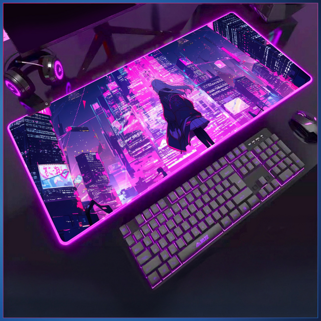 LANAYA GAMES RGB LED 발광 게이밍 마우스 장패드, 1개, 0 0 2