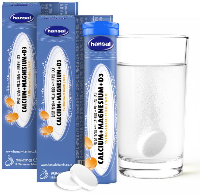 한잘 독일 발포비타민 칼슘+마그네슘+D3, 15정, 2개