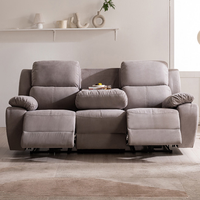 [삼익가구]체르니 아쿠아텍스 3인용 전동 리클라이너 소파(양방향), 라이트그레이
