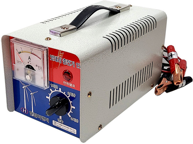 한일 밧데리충전기 국내산 전기안전인증제품 15A(12v전용) / 수동전기충전기 한일이앤지 한일트랜스, 1개