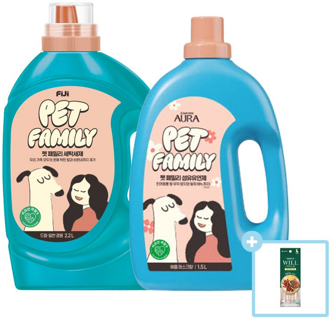 피지 펫패밀리 세탁세제 2.2L + 섬유유연제1.5L(애플머스크) + 비프 스테이크 22G(증정), 1개
