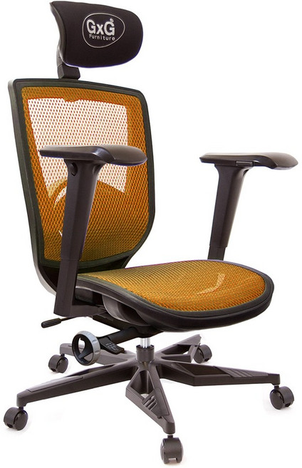 GXG 高背全網電腦椅 TW-83F6 KGA3 電競腳 4D升降扶手, 金橘色