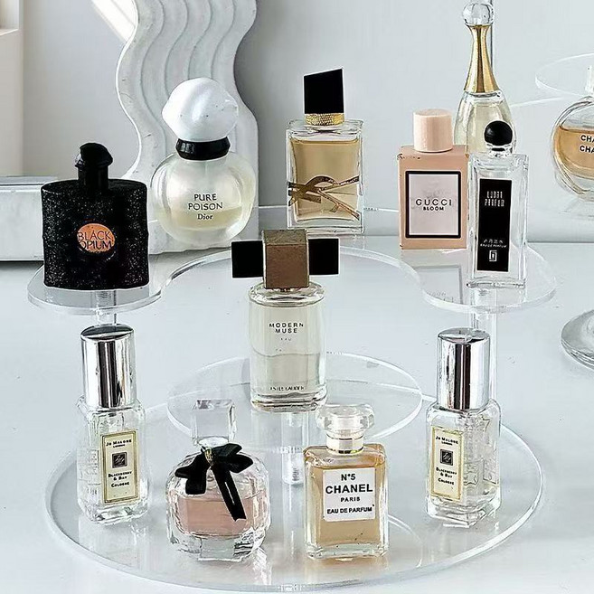 미니 원형 3단 미니향수 진열대 정리용, 투명, 1개