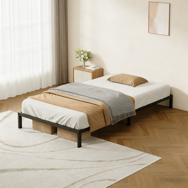 KURUA 철제 침대프레임 침대깔판 매트리스 받침대 바닥 깔판, 블랙