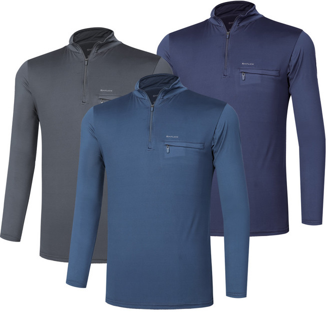 [이지바이] (1+1+1) 남성 가슴포켓 스판 집업 긴팔 티셔츠_작업복 코어액션