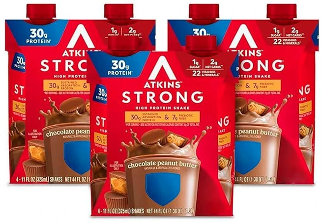 앳킨스 스트롱 밀크 초콜릿 하이 프로틴 쉐이크 325ml 12팩, Chocolate Peanut Butter - 쿠팡