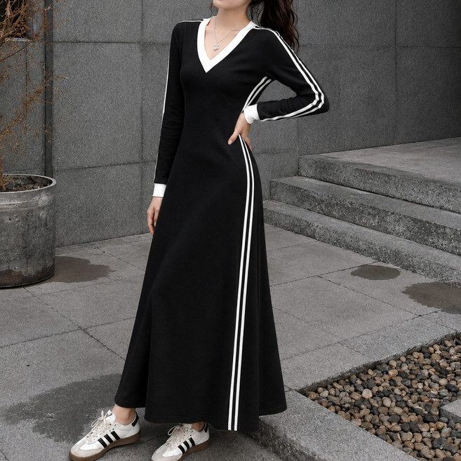 6위 - 쁘띠엘라 A라인 반팔 롱원피스 데일리 캐주얼 빅사이즈