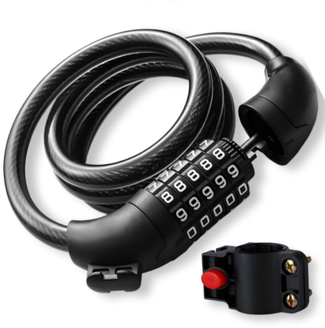 베리움 자전거 자물쇠 5단 번호키, 1개, 블랙