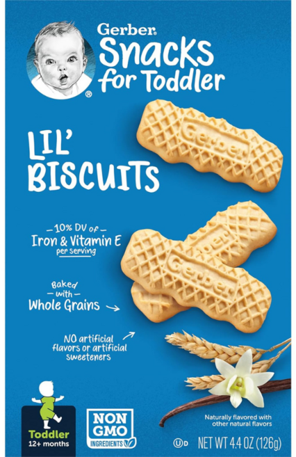 거버 4단계 12 개월 릴 비스킷 통밀 아기과자, 1개, 126g