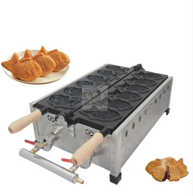 전기/가스 상업용 생선 붕어빵 기계 베이커 와플 콘 모양의 케이크 금형 팬 만들기, 01, 04 Gas type