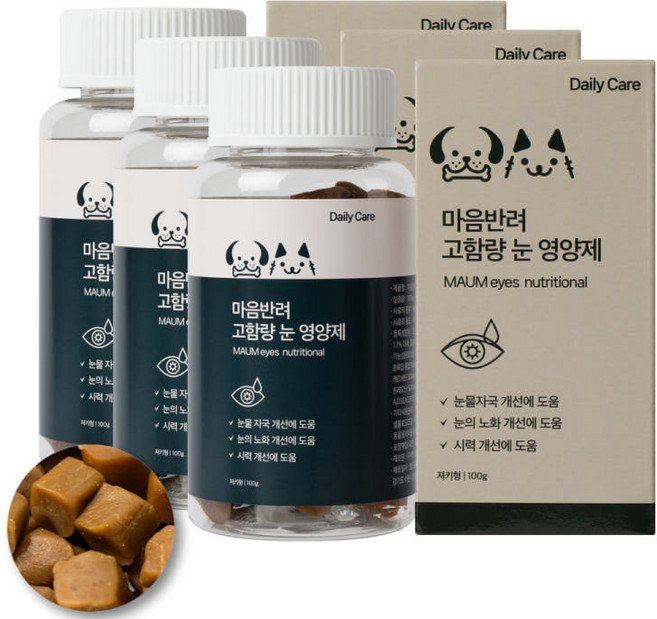 마음반려 고함량 눈 강아지영양제 눈물자국, 3개, 눈물개선/눈건강, 60정